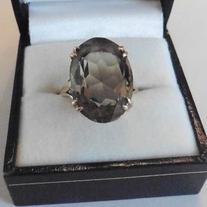Vintage Smokey Quartz 9K Yellow Gold Ring